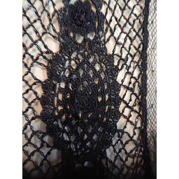 Black Crochet/Beaded Babydoll Y2k Top Dolce Cabo Rocker Metal Grunge Trash Goth - Picture 8 of 12